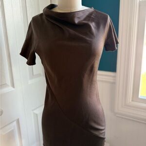 Elegant Brown Short Sleeve Top